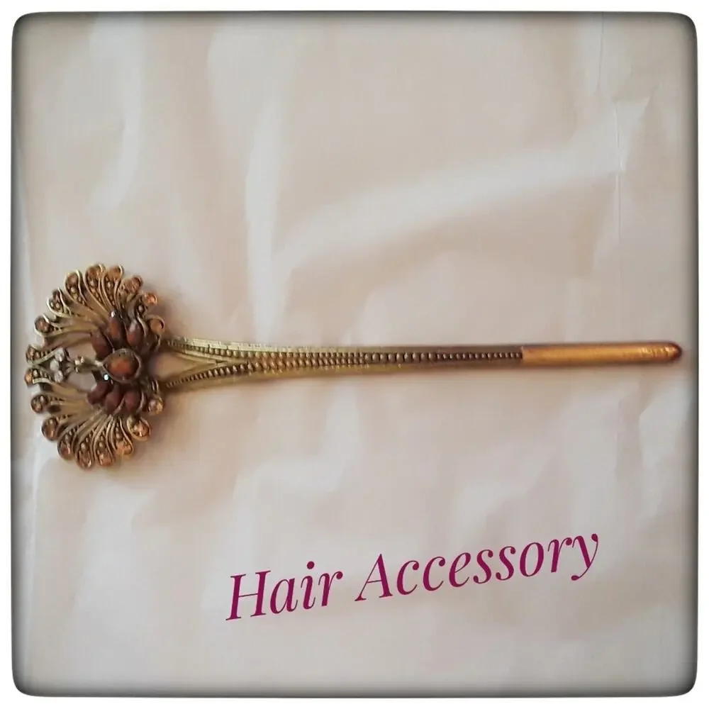 Peacock Hair Stick Bronze Gold Metal Accessory Bridgerton Decoration Jewelry